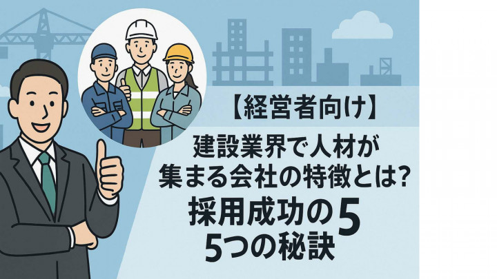 【経営者向け】建設業界で人材が集まる会社の特徴とは？採用成功の5つの秘訣