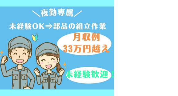 株式会社ニチギワールド ／ 【お仕事先】つくば市／大手メーカーの工場 ◆未経験OK♪組立作業 ◆時給1875円＆月給33万円越え◆夜勤専属＆土日祝休み ◆マイカー・バイク・自転車通勤OK 06の求人情報ページへ