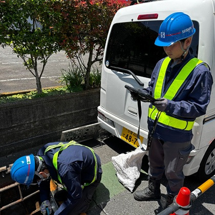 水道設備の点検作業員の仕事の流れイメージ
